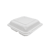 CY-83 | PP Square Clamshell Container W/ Vent Hole | 3 Compartment | 8x8x3"