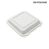White disposable food container on a white background with '150 PCS/CASE' text.
