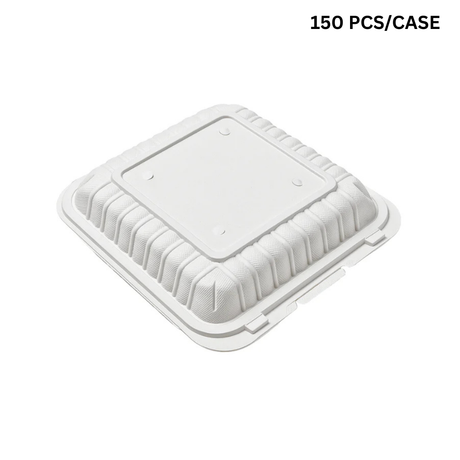 White disposable food container on a white background with '150 PCS/CASE' text.