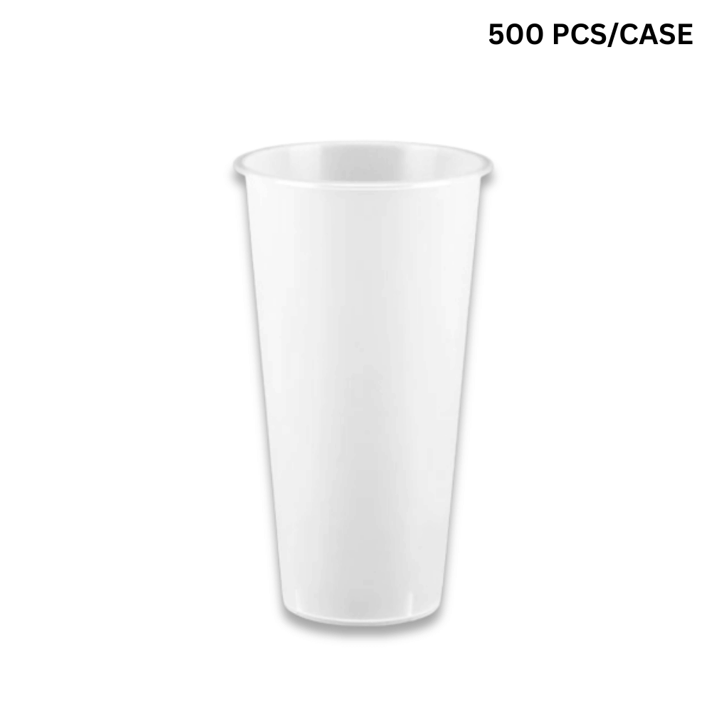 24oz frosted PP bubble tea cups with 90mm top, BPA-free disposable cold drink cups for cafes - 500 pcs bulk pack