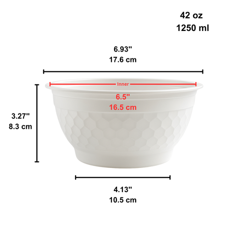 CY42 | 42oz Microwaveable PP White Diamond-Shaped Noodle Bowl (Base Only)-size