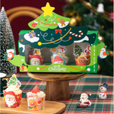 Christmas 3-Cupcake Box W/ Window & Handle - 5 Pcs