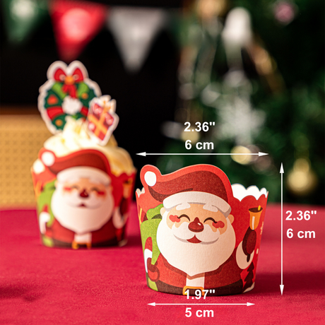 [Pre order] Christmas Cupcake Paper Liners | Santa & Snowman - 50 Pcs