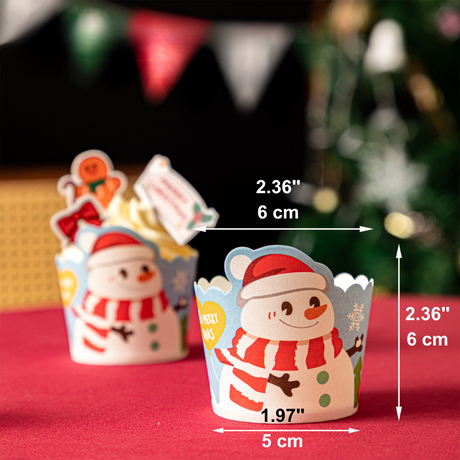 [Pre order] Christmas Cupcake Paper Liners | Santa & Snowman - 50 Pcs