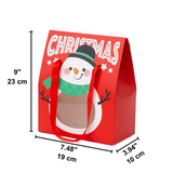 Christmas Gift Bag W/ Window & Handle | Santa & Snowman - 10 Pcs