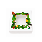 Christmas Holiday Bakery Boxes W/ Clear Window | 5.91x5.91x3.15" | Festive Cake & Cookie Gift Boxes - front