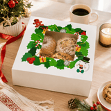 Christmas Holiday Bakery Boxes W/ Clear Window | 5.91x5.91x3.15" | Festive Cake & Cookie Gift Boxes - with bread