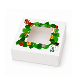 Christmas Holiday Bakery Boxes W/ Clear Window | 5.91x5.91x3.15" | Festive Cake & Cookie Gift Boxes - side