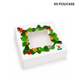 Christmas Holiday Bakery Boxes W/ Clear Window | 5.91x5.91x3.15" | Festive Cake & Cookie Gift Boxes (50 PCS/Case)