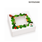 Christmas Holiday Bakery Boxes W/ Clear Window | 5.91x5.91x3.15" | Festive Cake & Cookie Gift Boxes (50 PCS/Case)