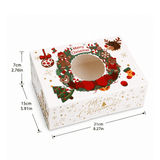 Christmas Holiday Bakery Boxes W/ Clear Window | Gingerbread & Reindeer | 8.27x5.91x2.76" - size