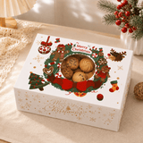 Christmas Holiday Bakery Boxes W/ Clear Window | Gingerbread & Reindeer | 8.27x5.91x2.76" - with cookie