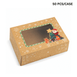 Christmas Holiday Bakery Boxes W/ Clear Window | Kraft Santa & Tree | 8.27x5.91x2.76" (50 Pcs/Case)