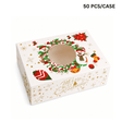 Christmas Holiday Rectangular Bakery Boxes W/ Clear Window | Snowman Wreath | 8.27x5.91x2.76" (50 Pcs/Case)