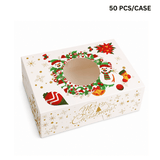 Christmas Holiday Rectangular Bakery Boxes W/ Clear Window | Snowman Wreath | 8.27x5.91x2.76" (50 Pcs/Case)