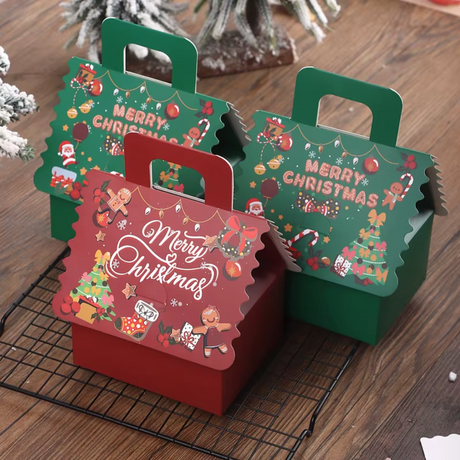 Red/Green Christmas House Shaped Candy Box Chocolate Gift Packaging – 10 Sets