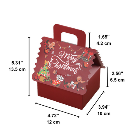 Red/Green Christmas House Shaped Candy Box Chocolate Gift Packaging – size