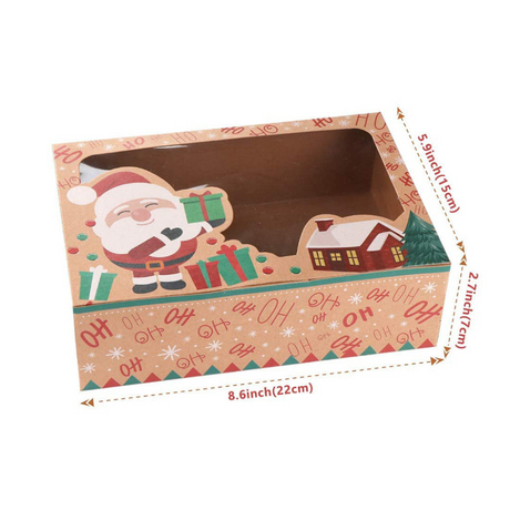 [Pre order] Christmas Kraft Cookie Box W/ Window | 8.6x5.9x2.7" - 10 Pcs