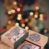 Christmas Kraft Paper Donut & Dessert Boxes W/ Window | 8.25x5.9x2.75