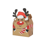 Christmas Pastry Box With Handle 4.53x3.39x3.23" - brown reindeer