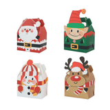 Christmas Pastry Box W Handle | 4 Patterns | 4.53x3.39x3.23" - 10 Sets