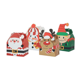 Christmas Pastry Box W Handle | 4 Patterns | 4.53x3.39x3.23" - 10 Sets