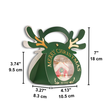 [Pre order] Christmas Reindeer Gift Box W/ Window & Handle - 5 Pcs