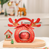 Christmas Reindeer Gift Box W/ Window & Handle - 5 Pcs