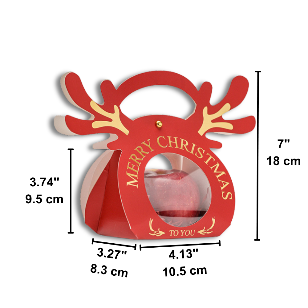 Christmas Reindeer Gift Box W/ Window & Handle - 5 Pcs