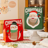 Christmas Gift Bag W/ Window & Handle | Santa & Snowman - 10 Pcs