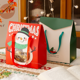 Christmas Gift Bag W/ Window & Handle | Santa & Snowman - 10 Pcs