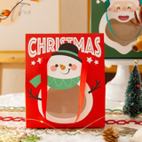 Christmas Gift Bag W/ Window & Handle | Santa & Snowman - 10 Pcs