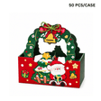 Christmas Theme Paper Favor & Treat Boxes W/ Handle & Rope & Tag| Holiday Candy & Gift Baskets (50 PCS/Case)