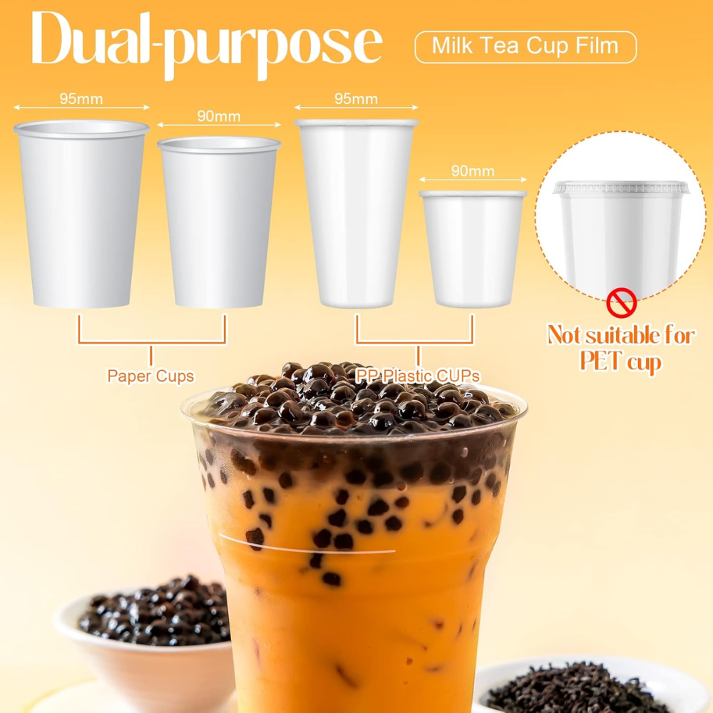 Clear Cup Sealing Film | Fit 90/95mm Diameter PP Plastic Cup - fit cups