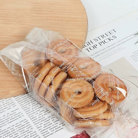 Clear Gusseted Cookie Bag With Printed Design | 3.27x2.44x9.84" - 100 Pcs