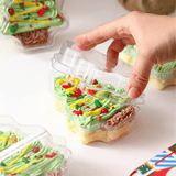 Clear PET Christmas Tree Shaped Cake Boxes W/ Lids | 4.13x3.27x1.97" - close lids