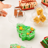 Clear PET Christmas Tree Shaped Cake Boxes W/ Lids | 4.13x3.27x1.97" - open lids