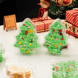 Clear PET Christmas Tree Shaped Cake Boxes W/ Lids | 4.13x3.27x1.97" - with cakes