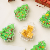 Clear PET Christmas Tree Shaped Cake Boxes W/ Lids | 4.13x3.27x1.97" - with desserts