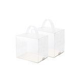Clear Rectangular Sliced Cake Box W/ Handle & Board - 50 Sets