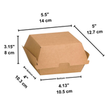 Corrugated Kraft Paper Clamshell Burger Box | 5.5x5x3.15" - size