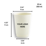 Custom Printed 90mm White Double Wall Paper Hot Cup - 12oz