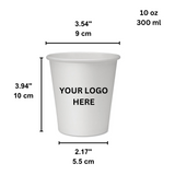 Custom Printed 90mm White Single Wall Paper Hot Cup - 10oz