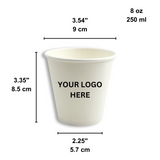 Custom Printed 90mm White Single Wall Paper Hot Cup - 8oz