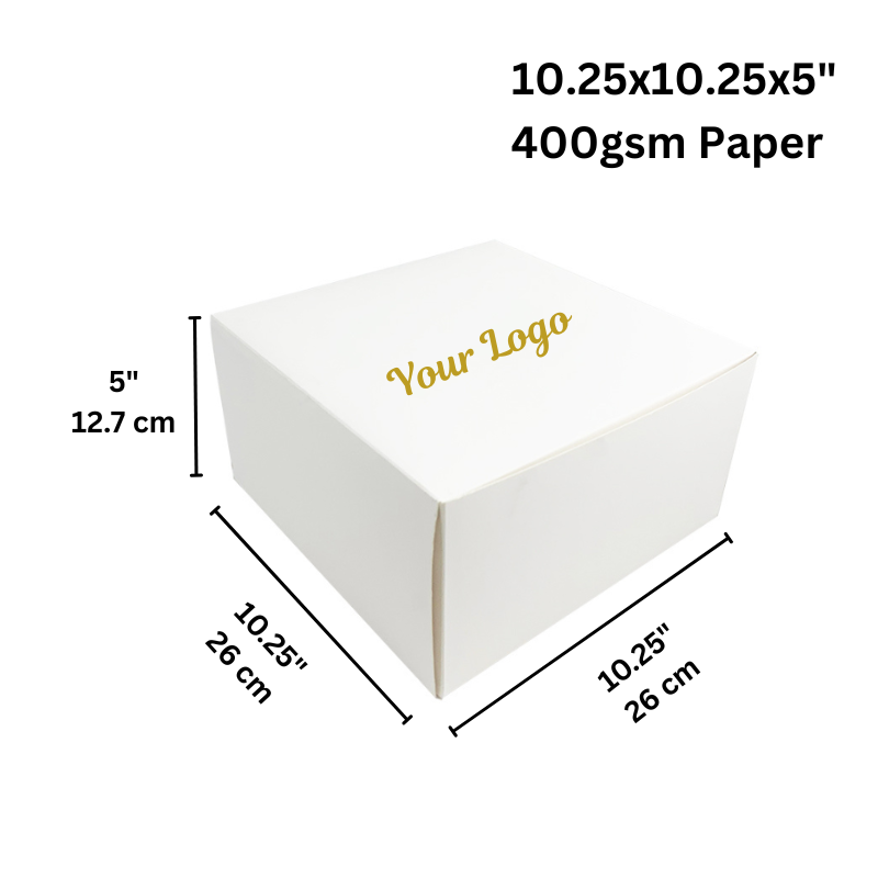 Custom Printed Cake Paper Box Pastry Box - 10.25x10.25x5"
