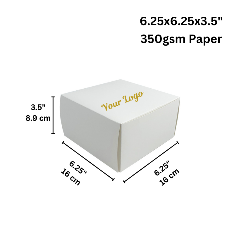 Custom Printed Cake Paper Box Pastry Box - 6.25x6.25x3.5"