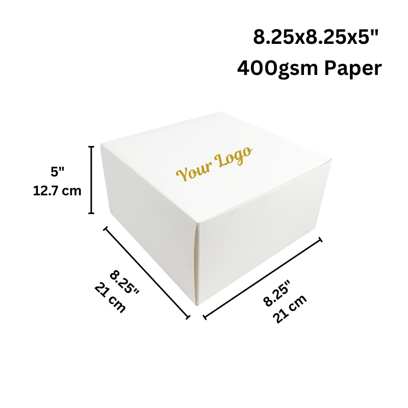 Custom Printed Cake Paper Box Pastry Box - 8.25x8.25x5"