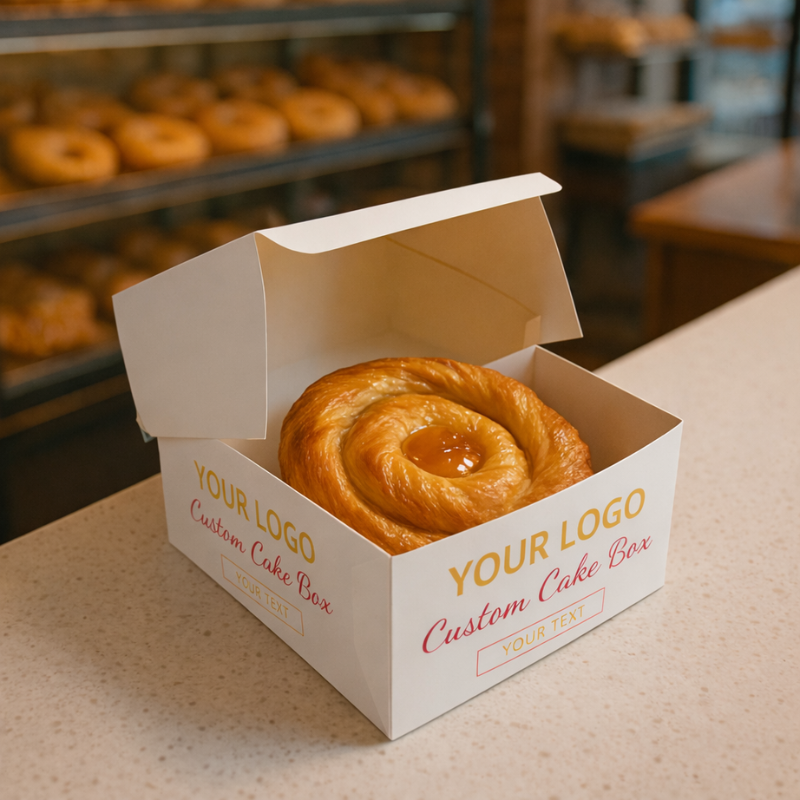 Custom Printed Cake Paper Box Pastry Box - with pastry