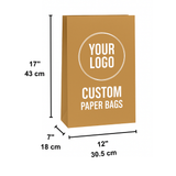 Custom Printed Kraft Paper Bag With No Handle - 12x7x17"