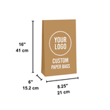 Custom Printed Kraft Paper Bag With No Handle - 8.25x6x16"